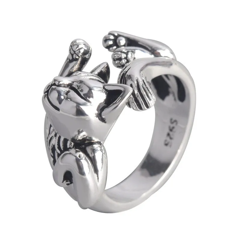 Cute Fortune Cat Shape Women Opening Rings