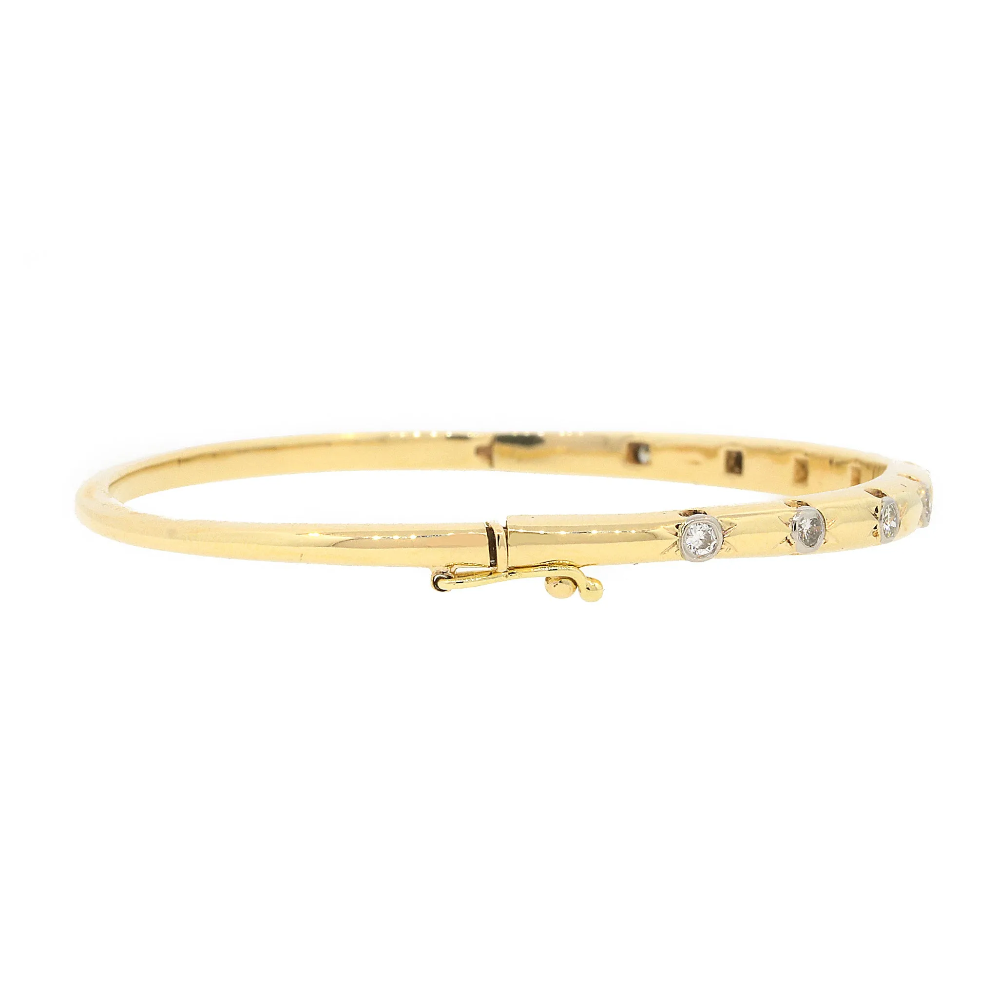 Diamond & 14k Gold Bangle Bracelet