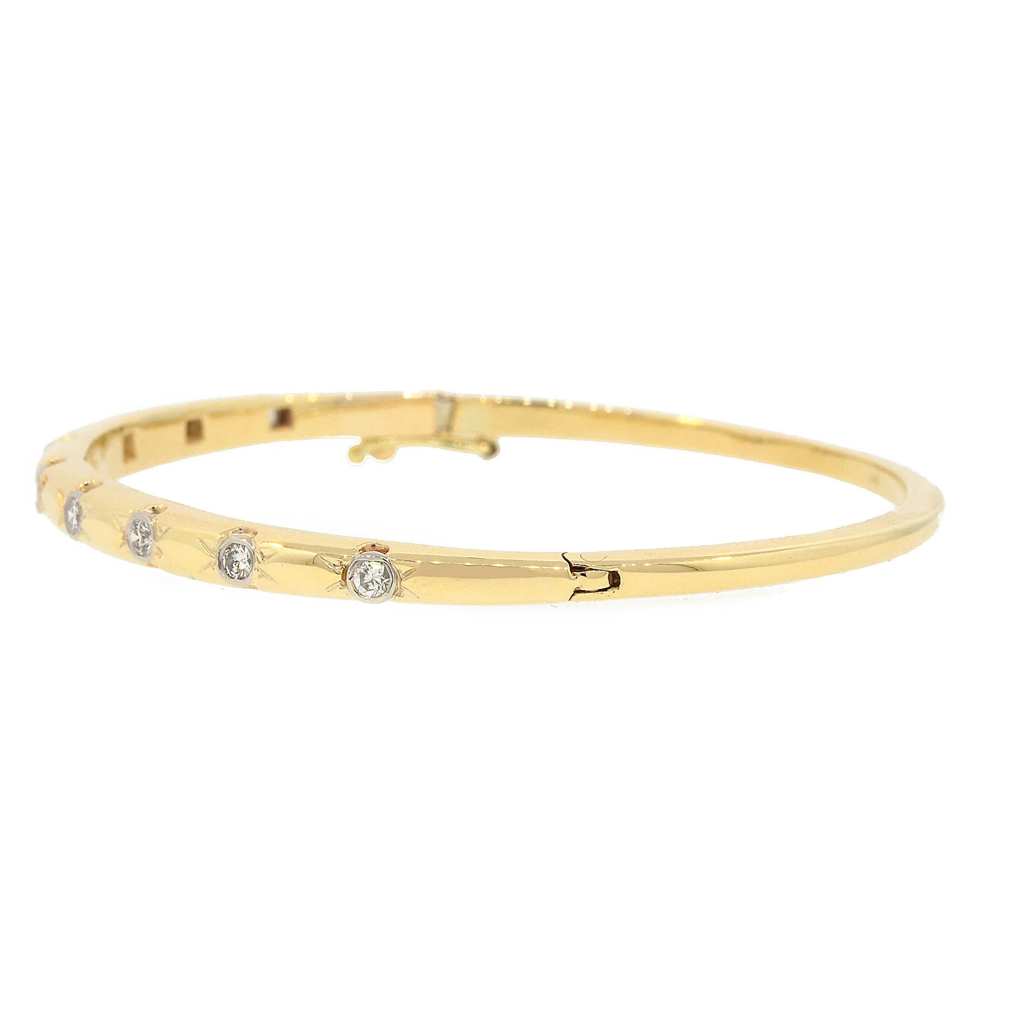 Diamond & 14k Gold Bangle Bracelet