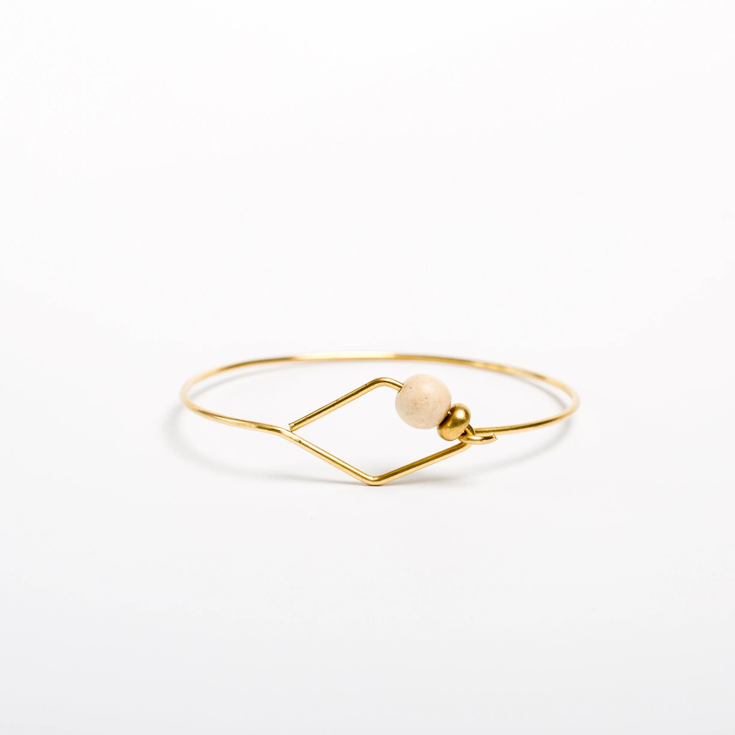 Diamond Bead Bangle Bracelet - Gold