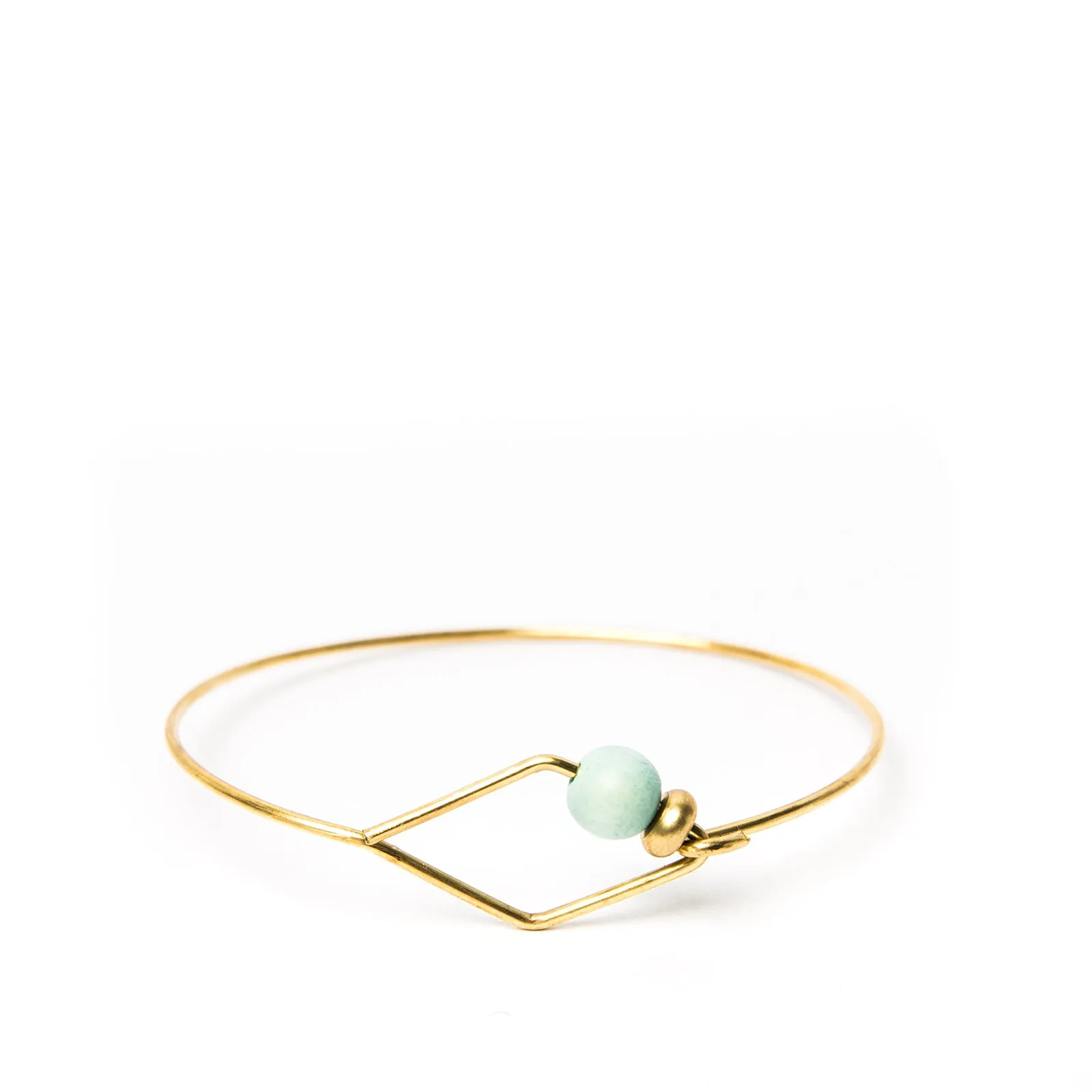 Diamond Bead Bangle Bracelet - Gold