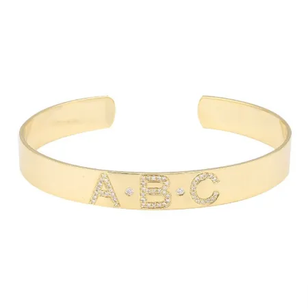 Diamond Personalized Cuff Bangle