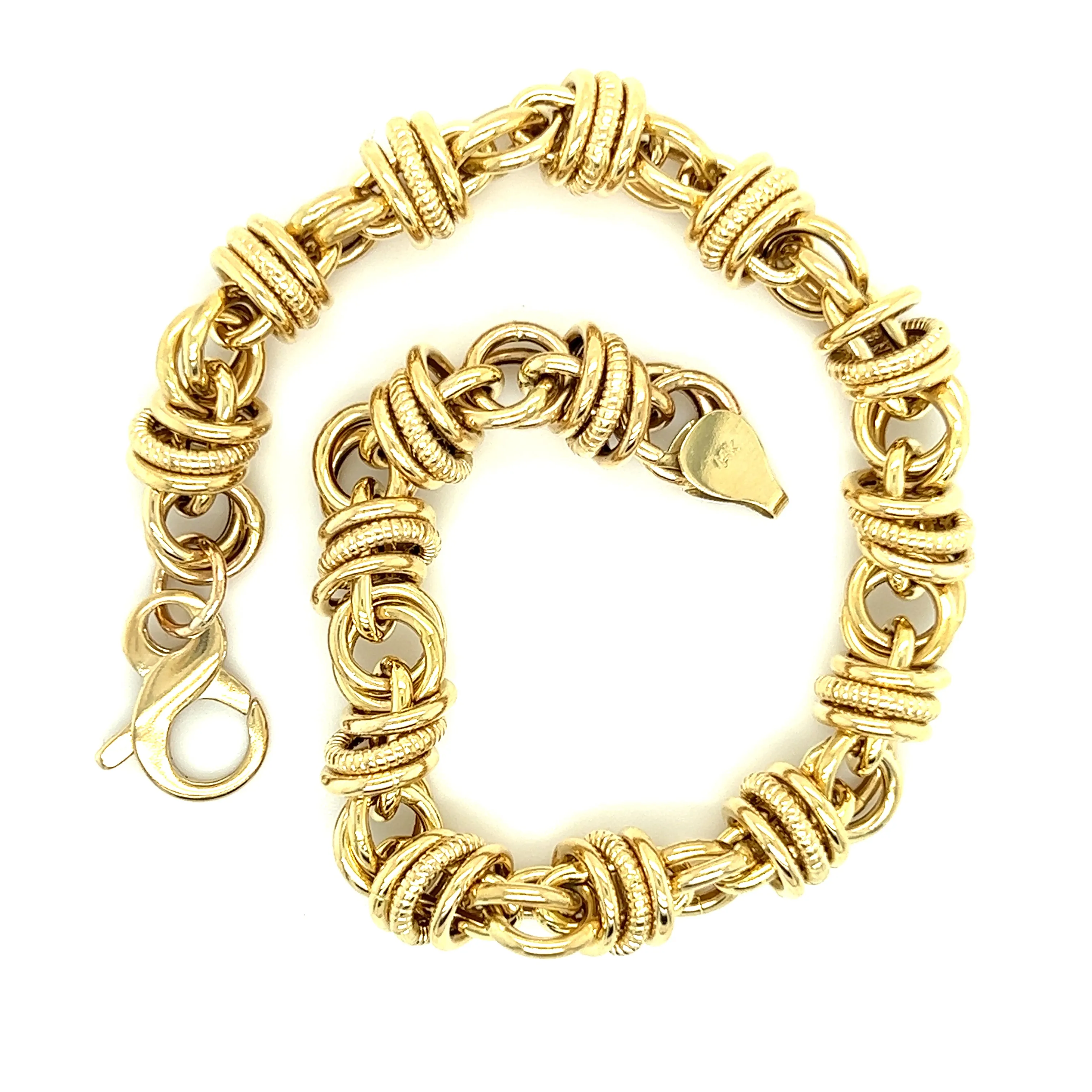 Double Link Bracelet with Loose Rings in 14K Yellow Gold