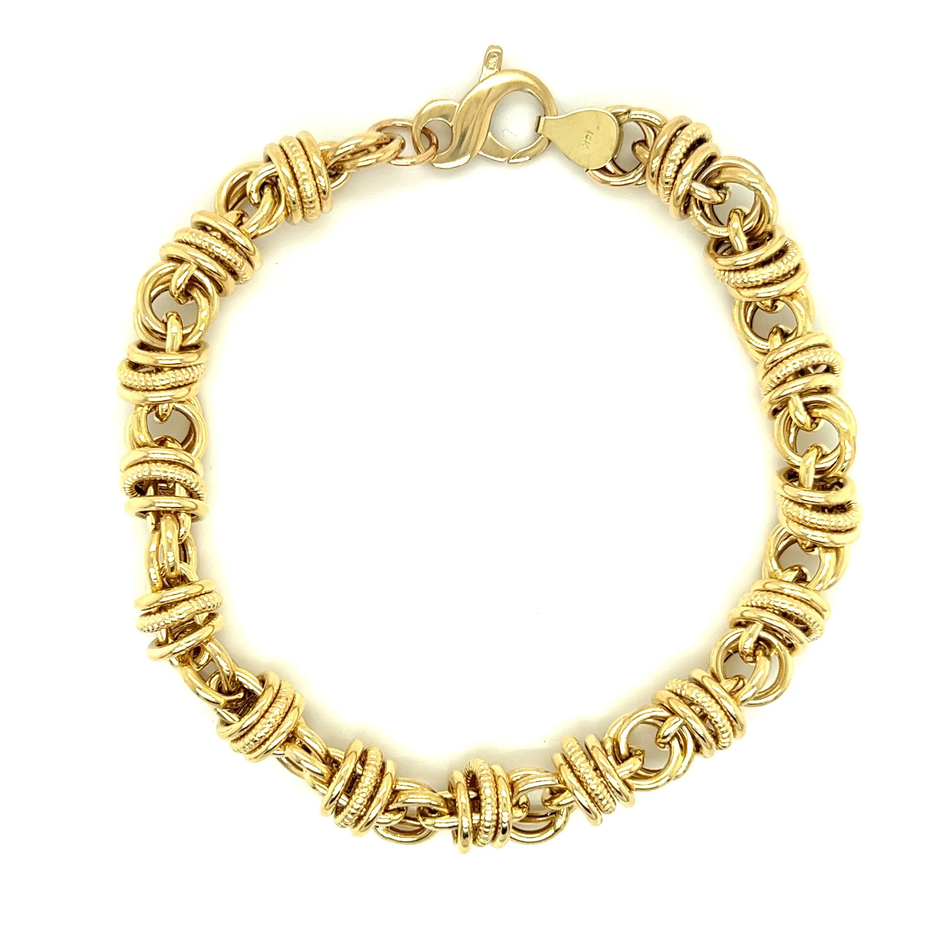 Double Link Bracelet with Loose Rings in 14K Yellow Gold