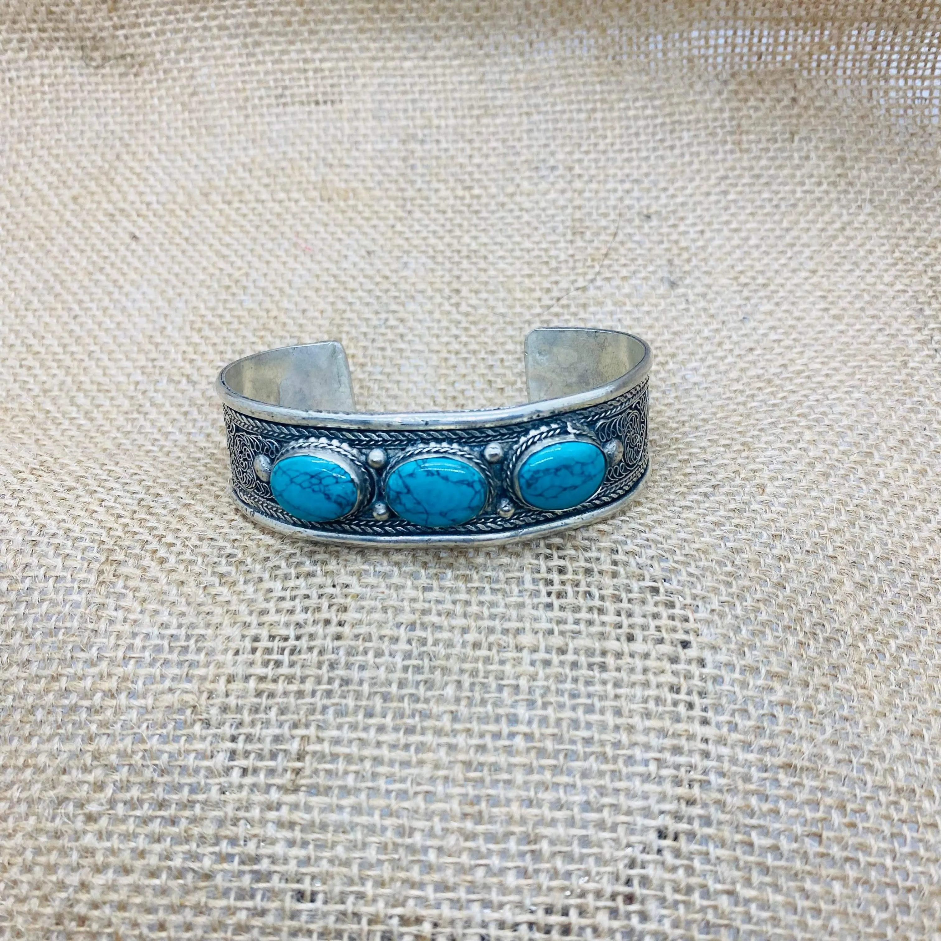 Filigree Design Lapis Lazuli Turquoise Bangle, Gemstone Cuffs, Handmade Jewelry, Gift For Her, Unique Bracelets, Bohemian Jewelry