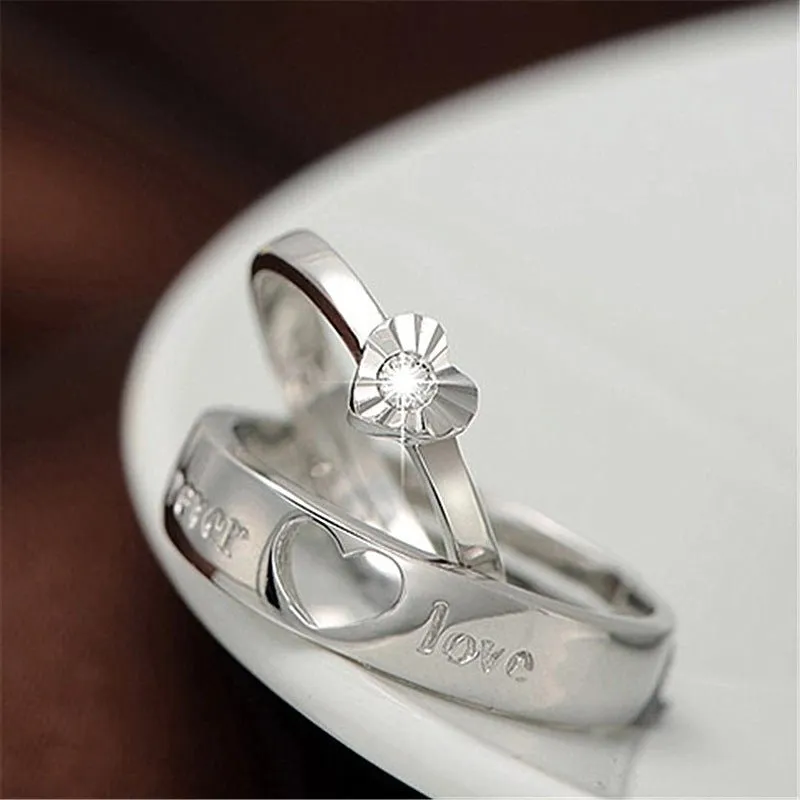 Forever Love - Matching Heart Couple Rings