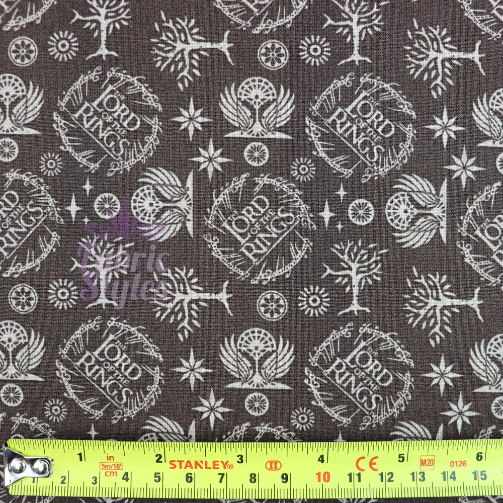 FS982_2 Lord The Of The Rings Logo in Taupe - Cotton