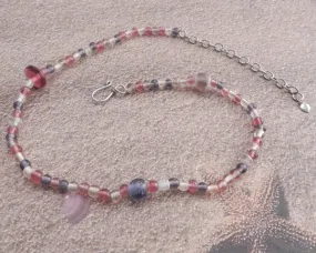 Glass Bead Lavender Glass Mix Choker