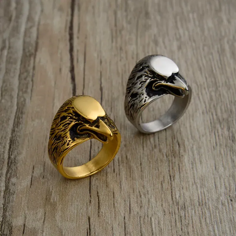 Gold Eagle Rings Men's Steel Talisman