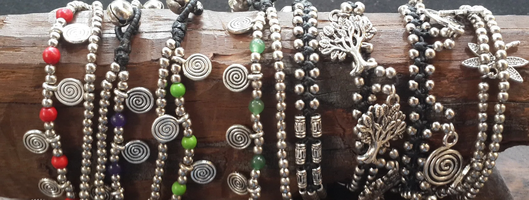 Green Bead And Charm Double Strand Bracelets