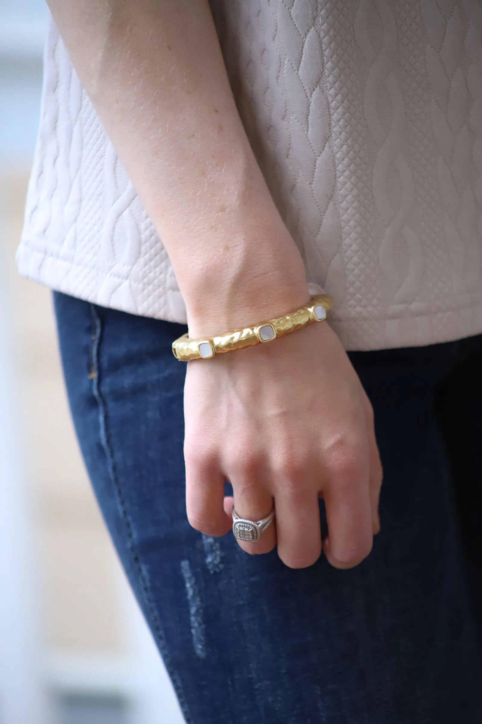 Hammered Metal Bangle Bracelet