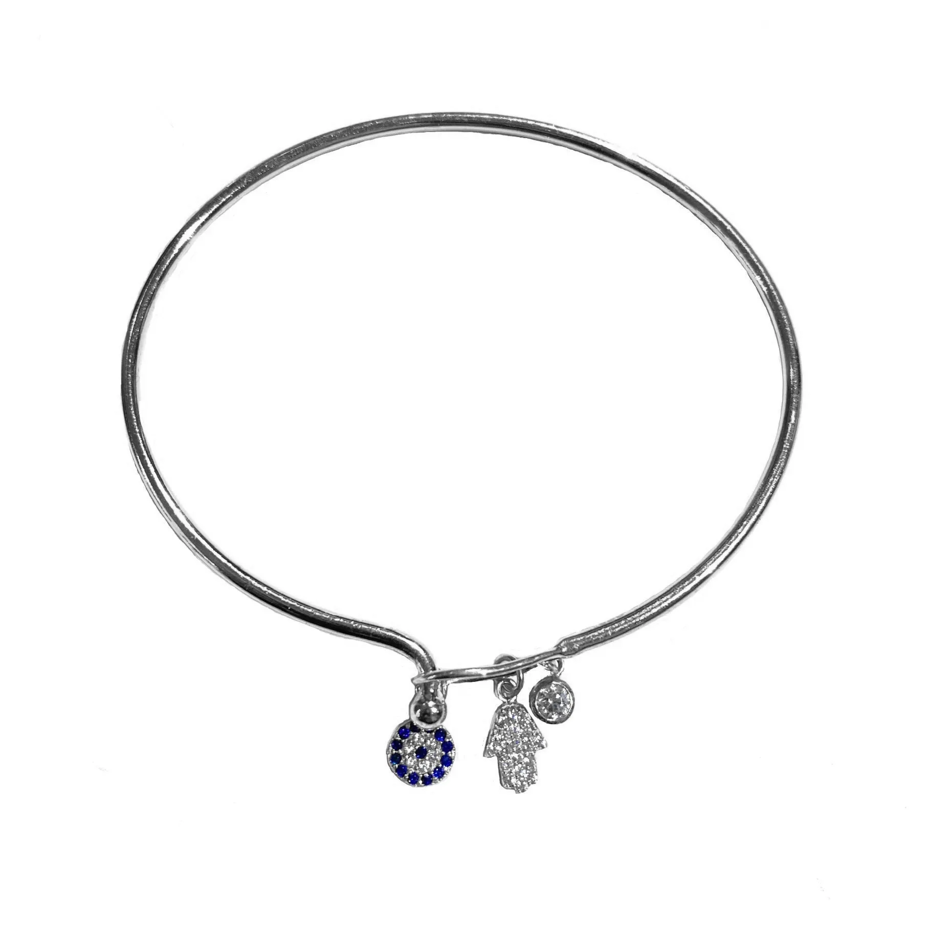 Hamsa Evil Eye Charm Bangle