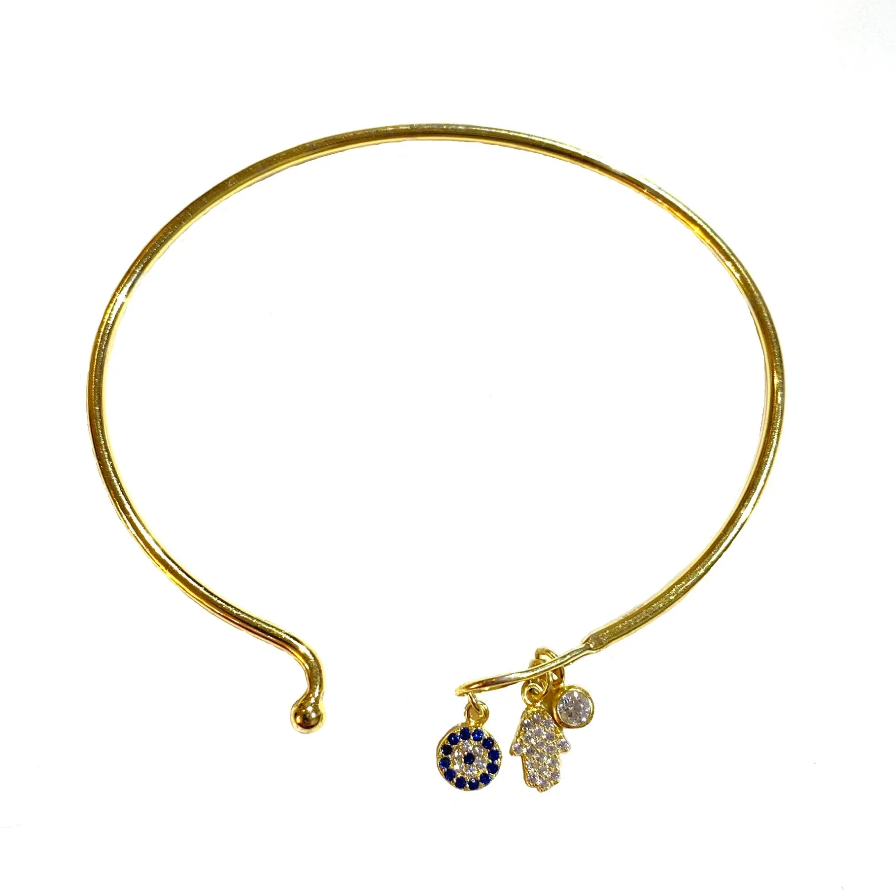 Hamsa Evil Eye Charm Bangle