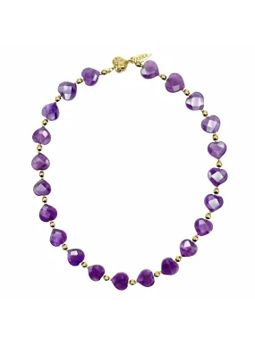 Heart Shaped Amethyst with Magnetic Clasp Choker/ Necklace LN015