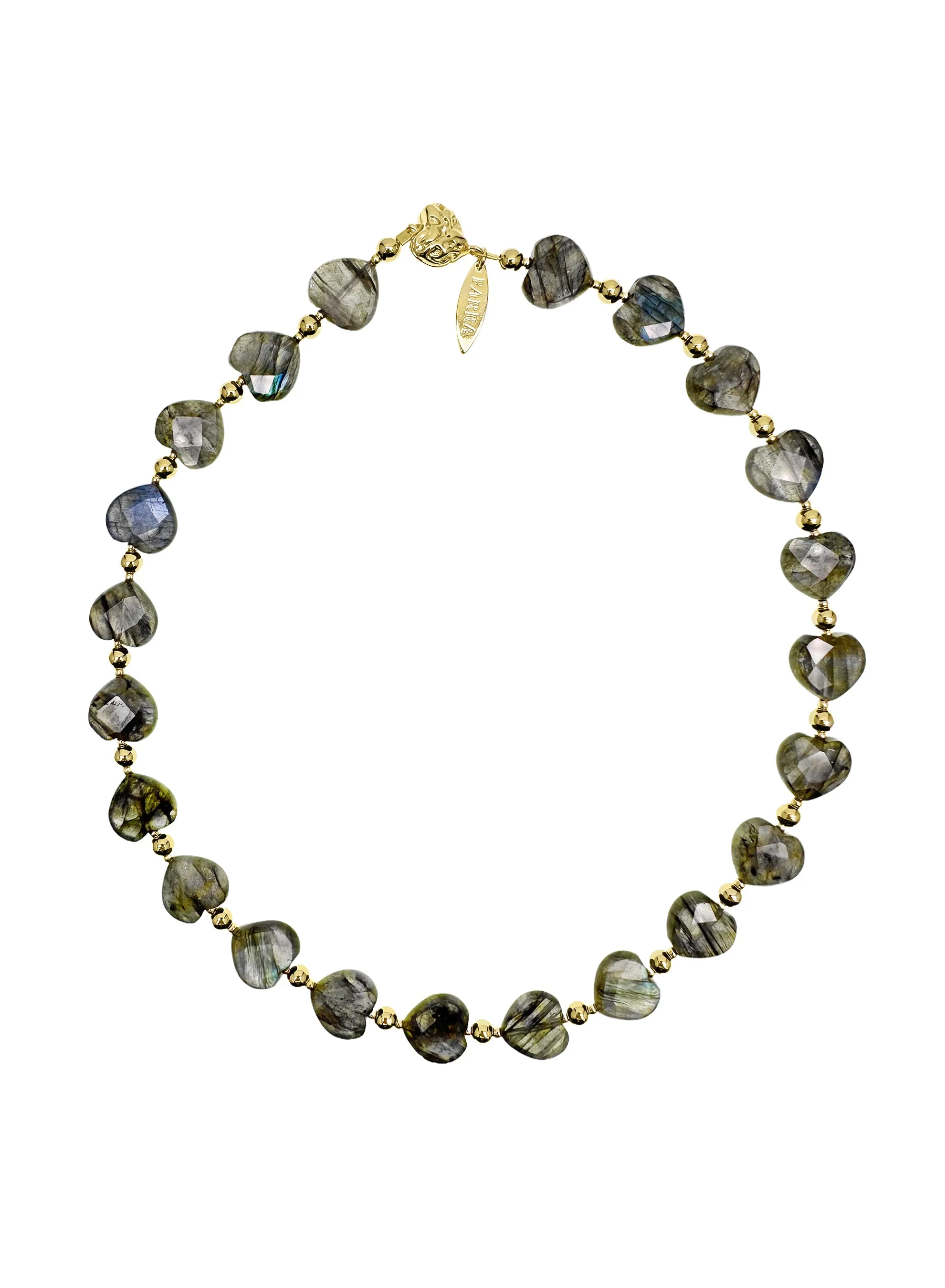 Heart-Shaped Labradorite Choker Necklace LN075