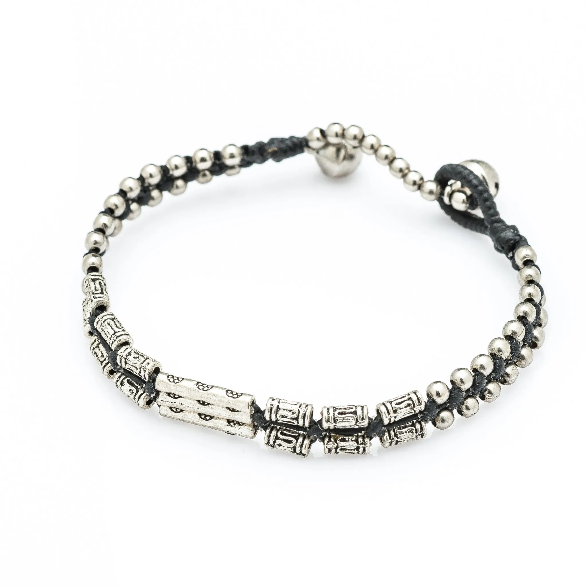 Hill Tribe Silver Bead And Long Bamboo Charm Bracelets