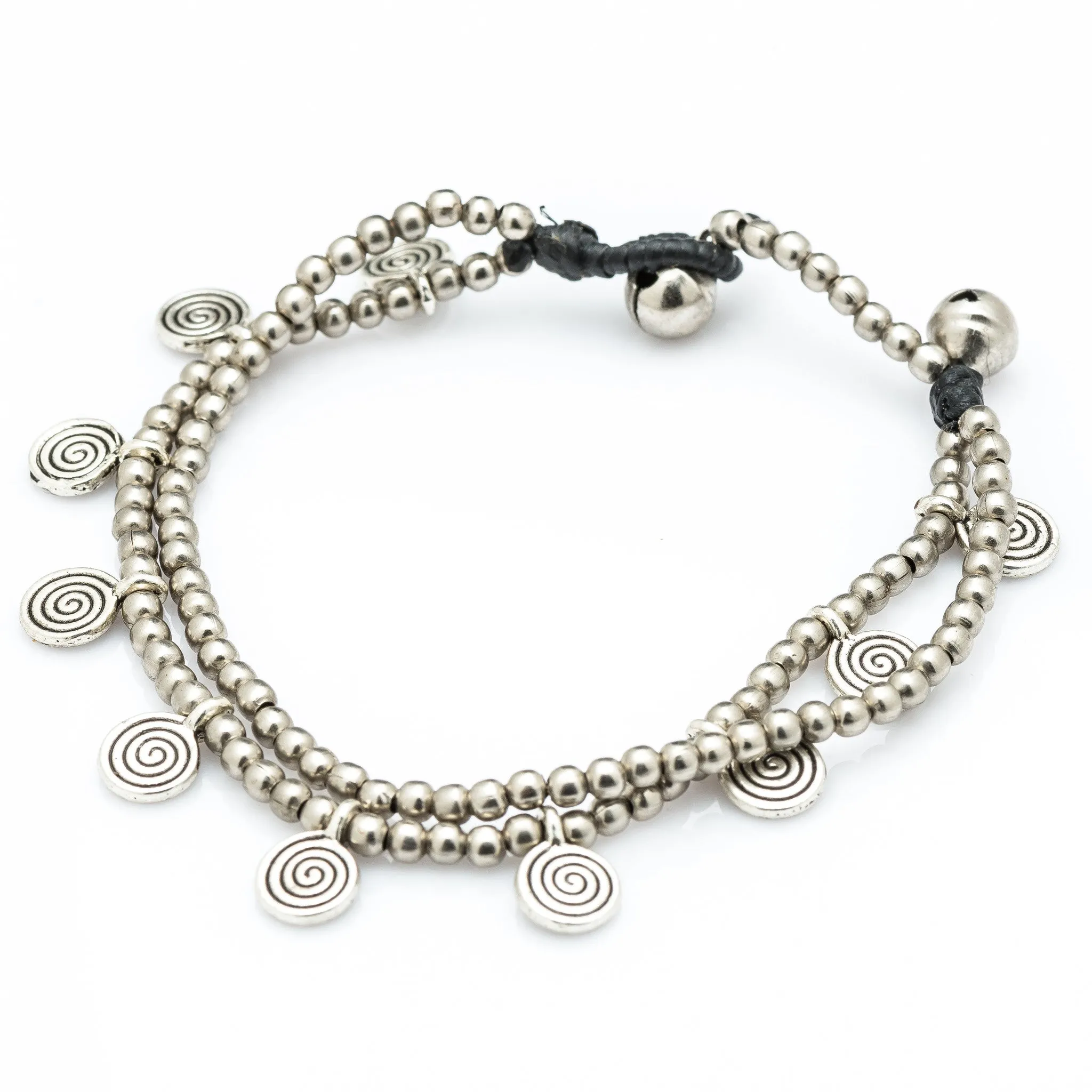 Hill Tribe Silver Bead And Swirl Charm Bracelets