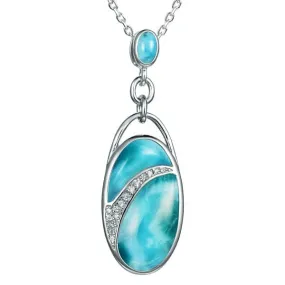 Larimar Waterfall Oval Pendant