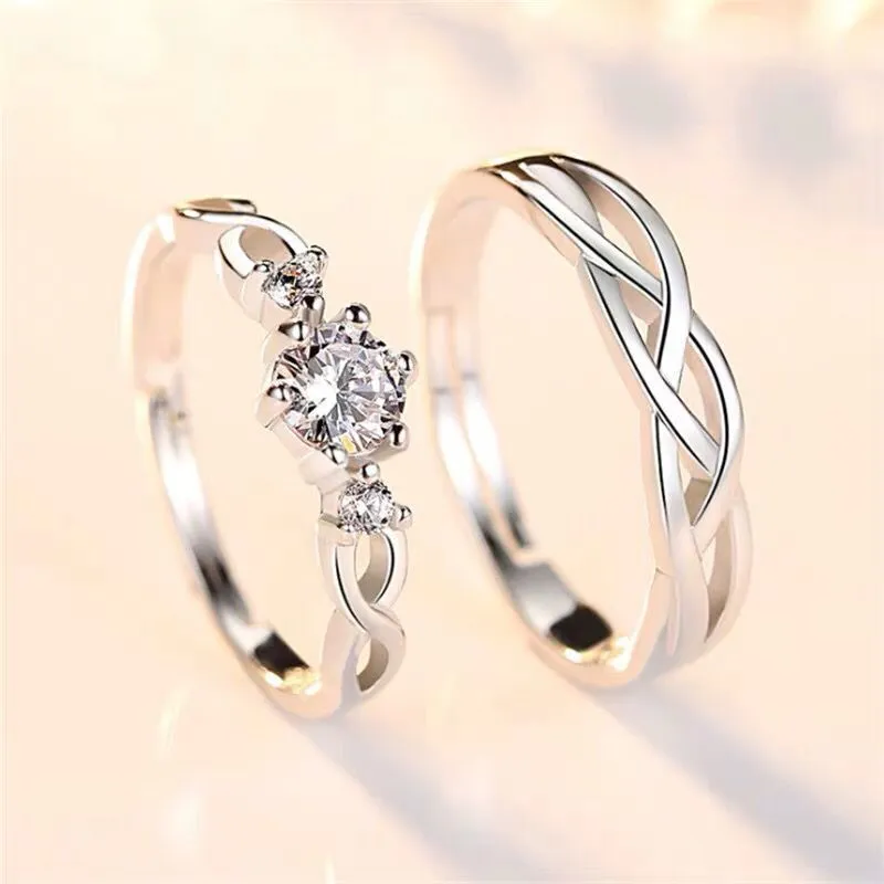 Love Knot Matching Promise Rings for Couples