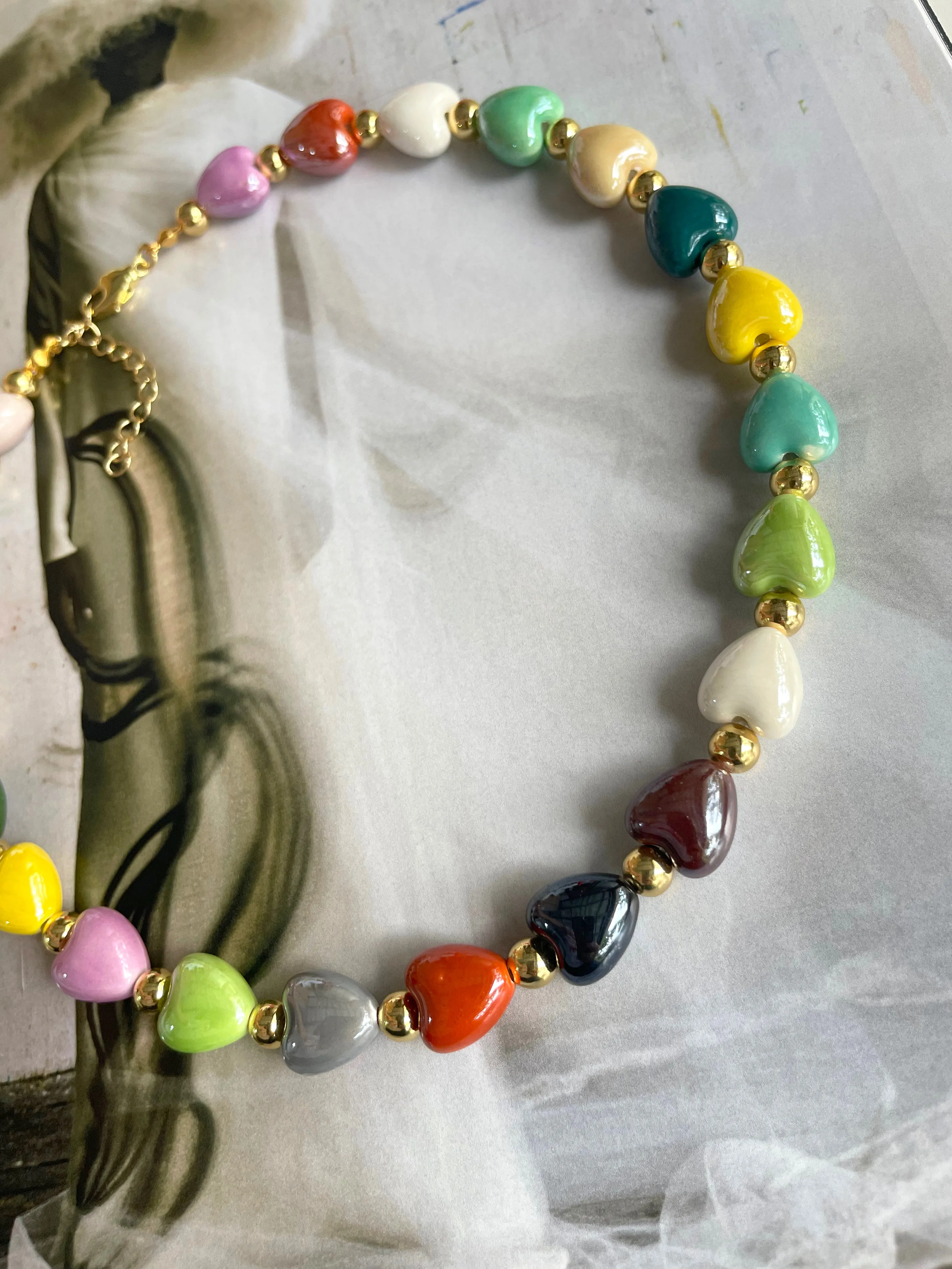 Multicolored hearts necklace