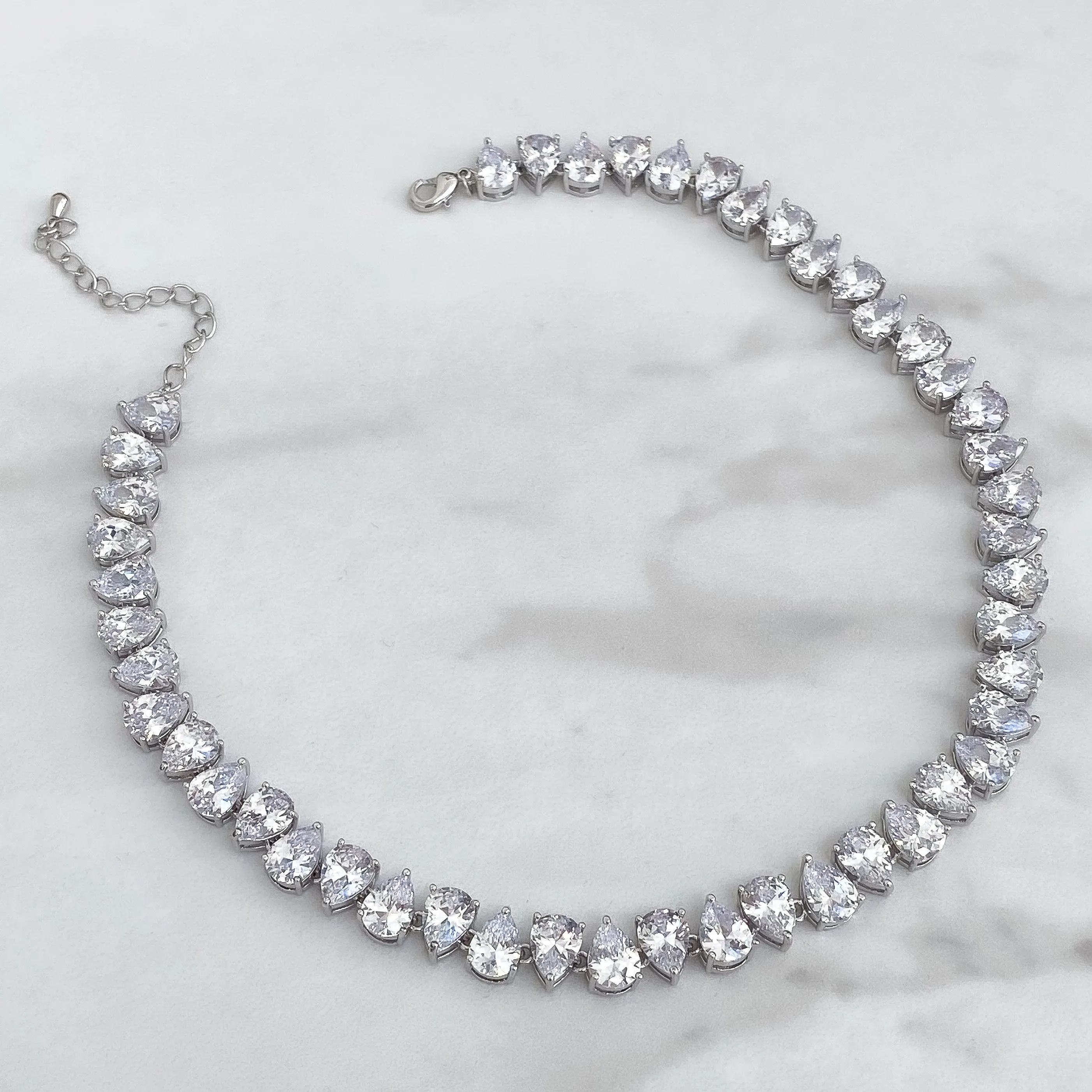 MYA Crystal Tennis Choker Necklace (White Gold & 14k Gold Plated)