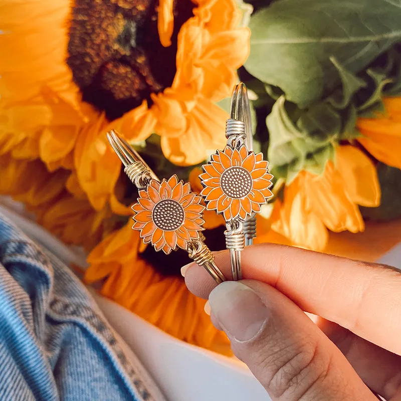 Orange Sunflower Bangle Bracelet