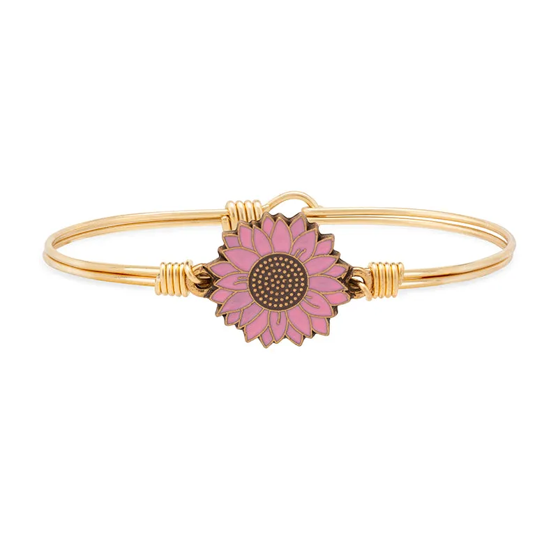 Pink Sunflower Bangle Bracelet