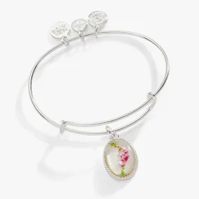 Printed Flower 'Mom' Charm Bangle