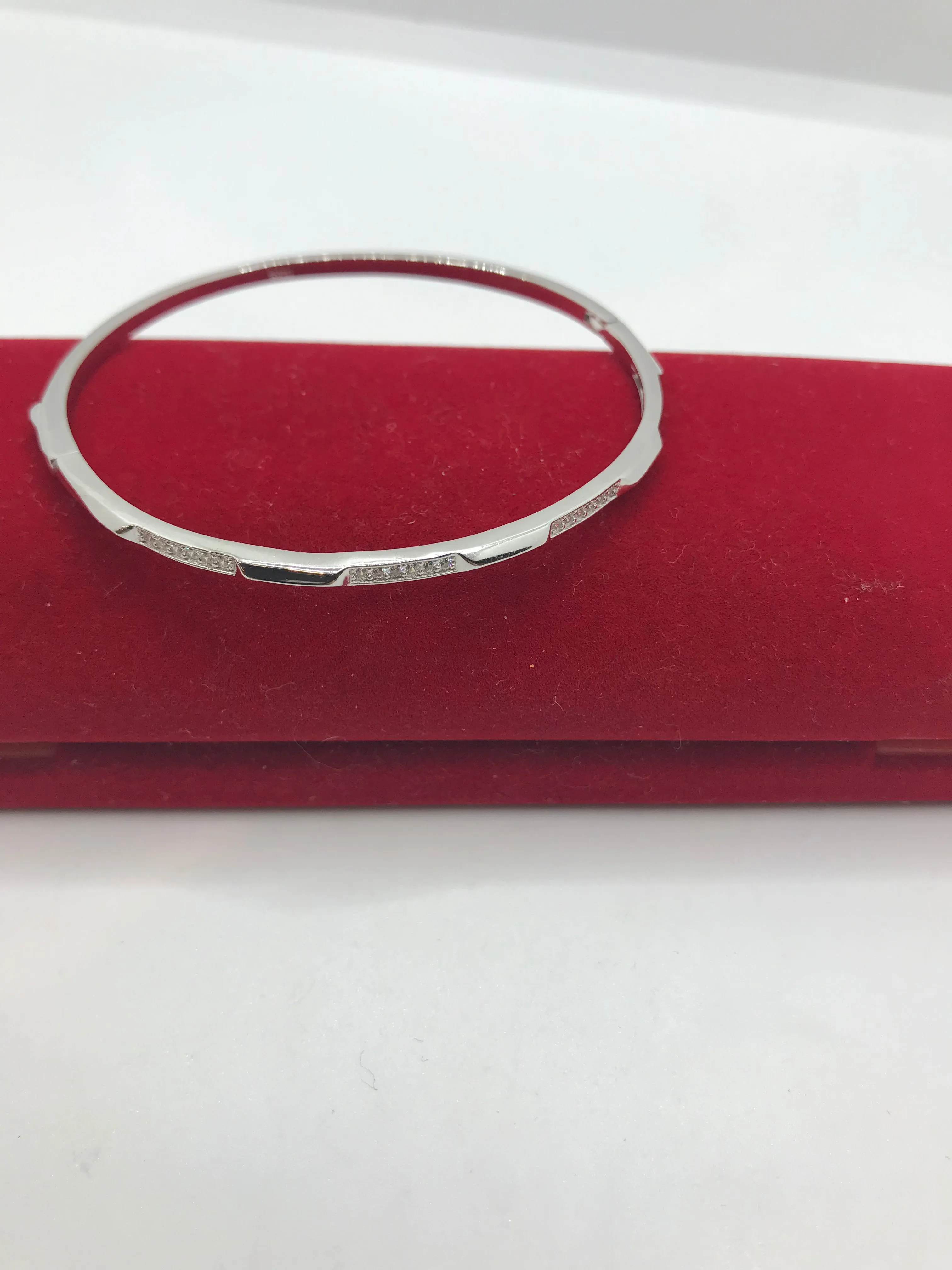 Real silver CZ stone bangle