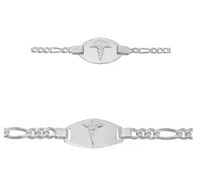 Real silver medical id figaro bracelets