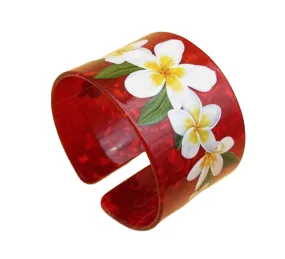 Red Plumeria Open Cuff Bangle