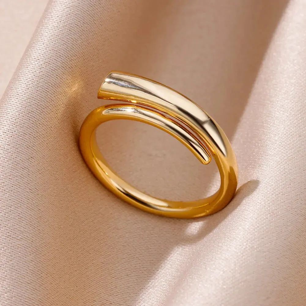 Stainless Steel Rings for Women Aesthetic Heart Gold C