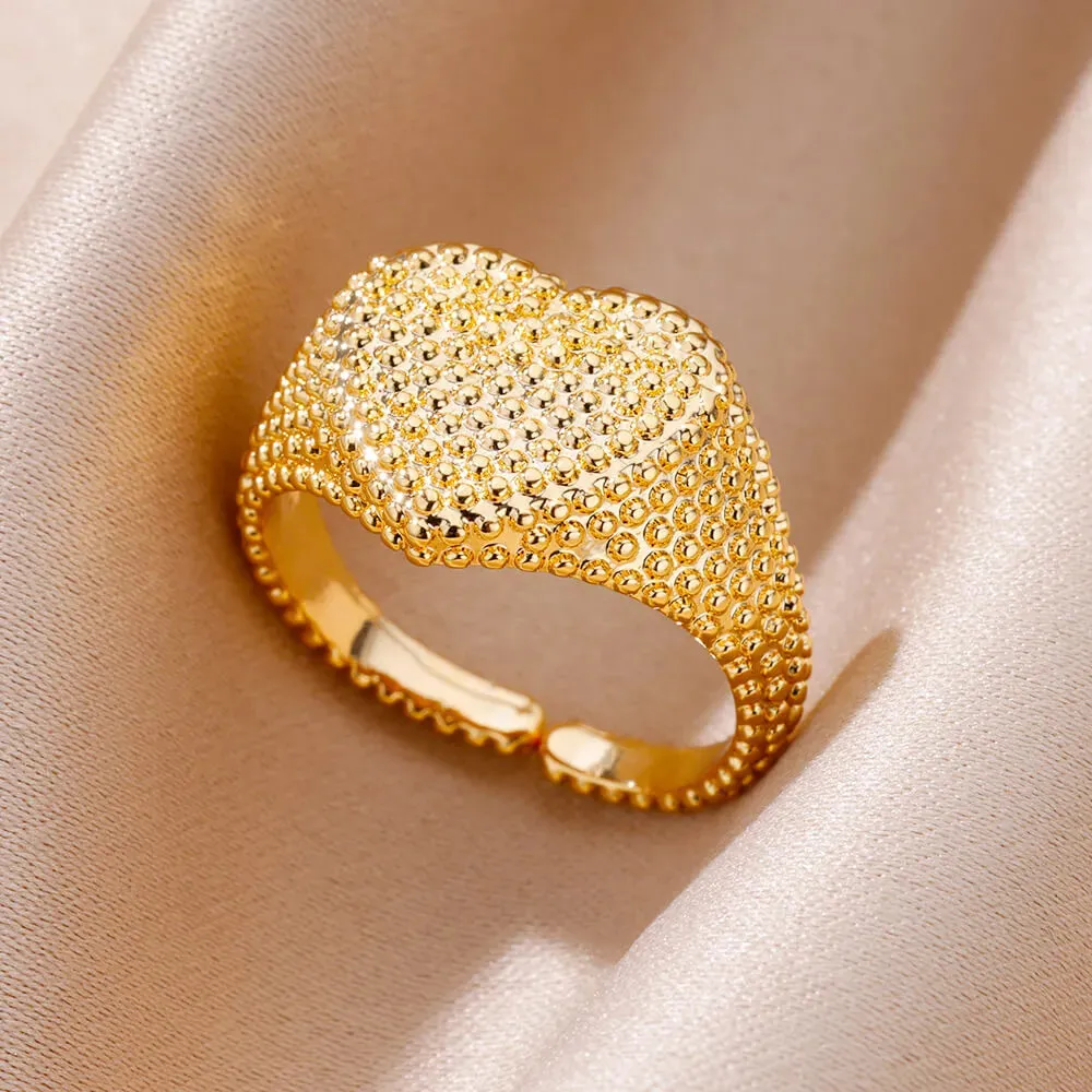 Stainless Steel Rings for Women Aesthetic Heart Gold C