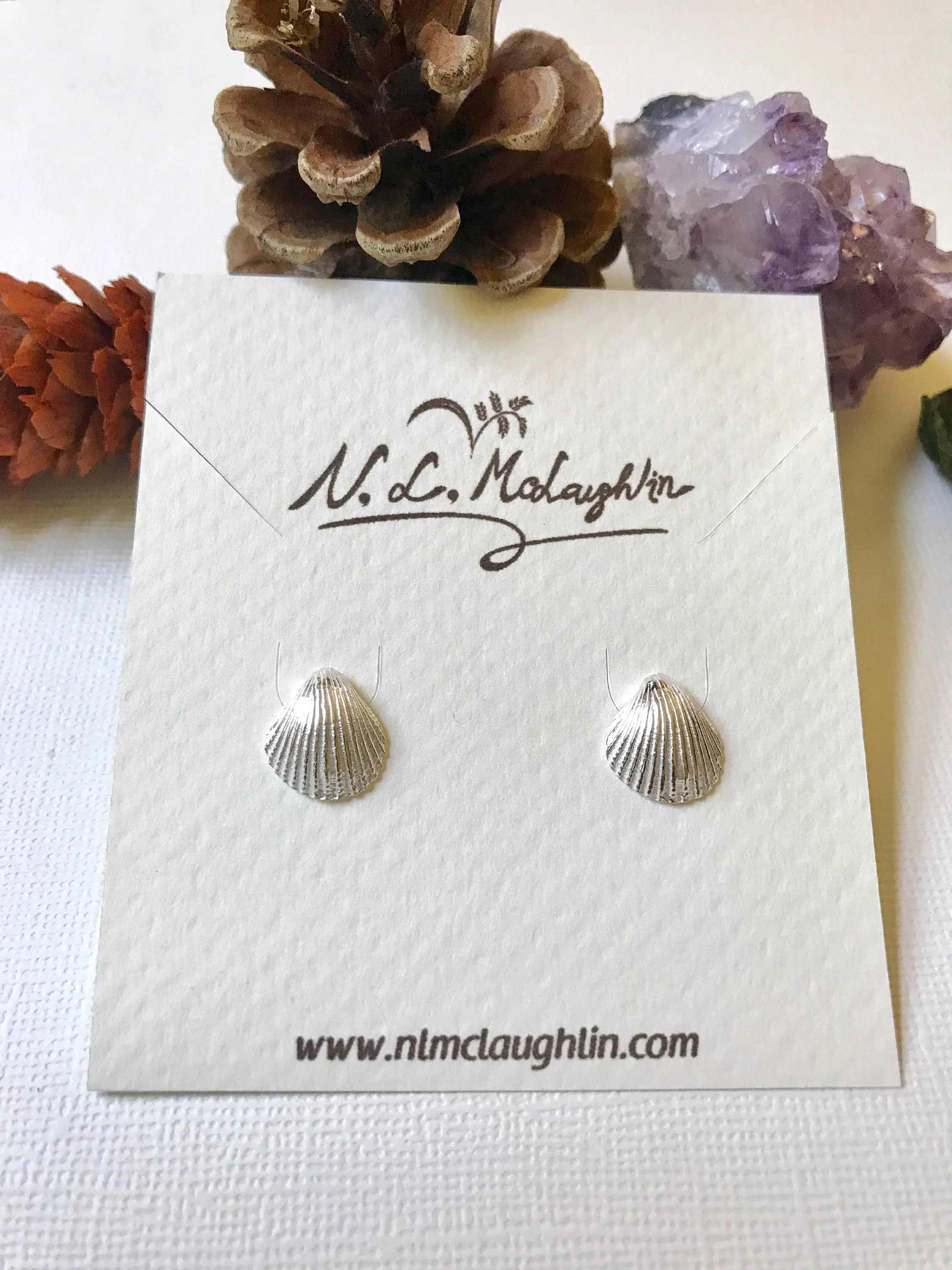 Sterling Silver shell stud earrings, Shell earrings, Beach earrings, Beach jewelry, Silver shell studs, Hawaiian earrings