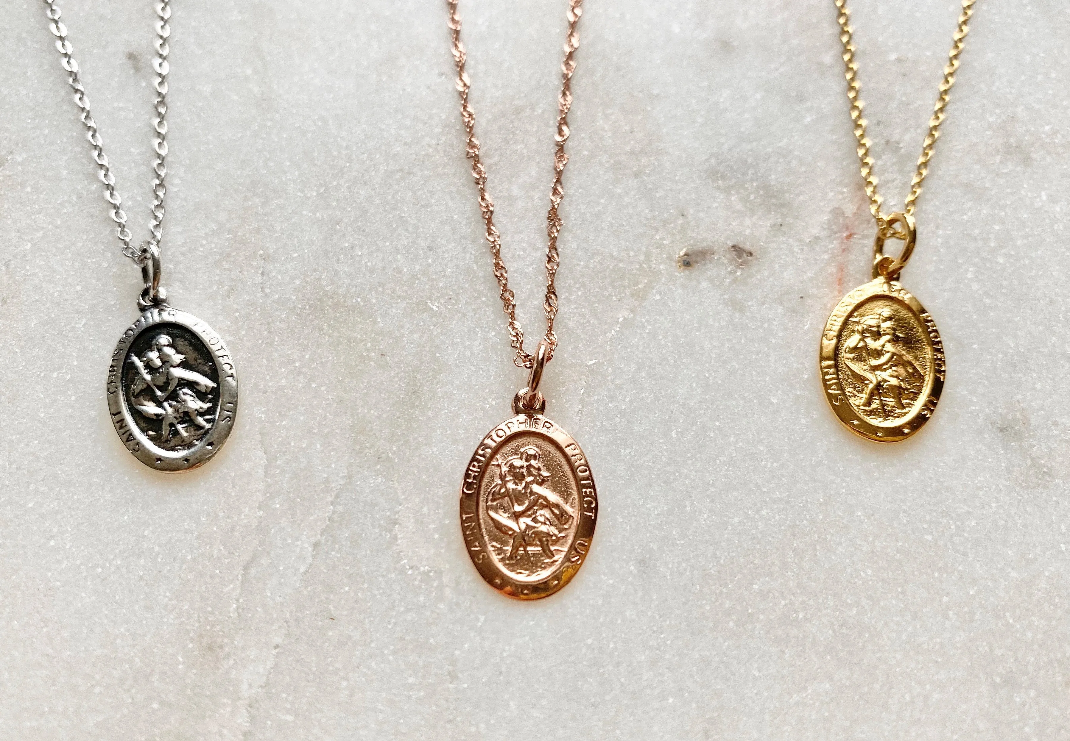 Sterling Silver St. Christopher necklace, Traveler's Necklace, Protection Necklace, Gold Medallion Necklace, Traveling Saint Necklace