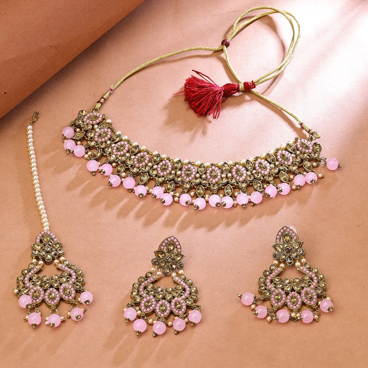 Sukkhi Appealing Gold Plated Choker Necklace Set For Women