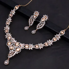 Sukkhi Attractive CZ Rose Gold Plated Choker Necklace Set for Women