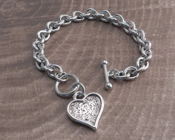 Teardrop Toggle Choker with Textured Heart