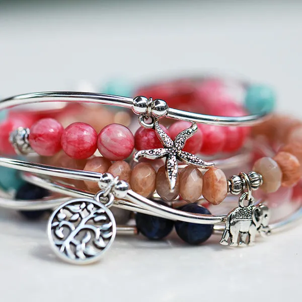 Vermont | Bangle Charm Bracelet | Amazonite - Courage