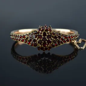 Elegant Victorian Bohemian Garnet Bangle Bracelet - Vintage Inspired Antique Jewelry Piece