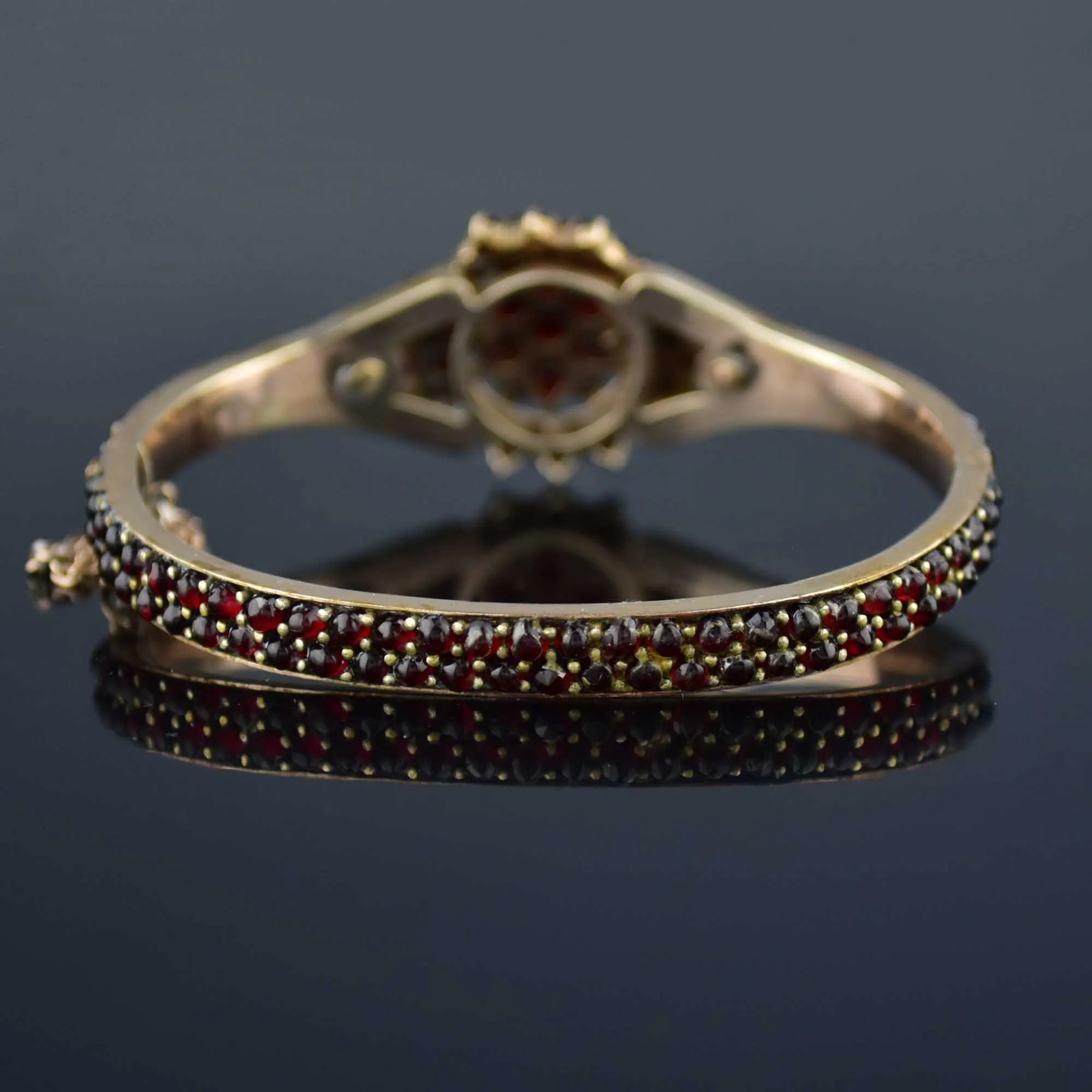 Elegant Victorian Bohemian Garnet Bangle Bracelet - Vintage Inspired Antique Jewelry Piece