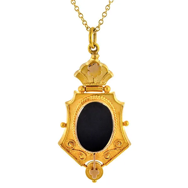 Victorian Onyx Pendant Necklace