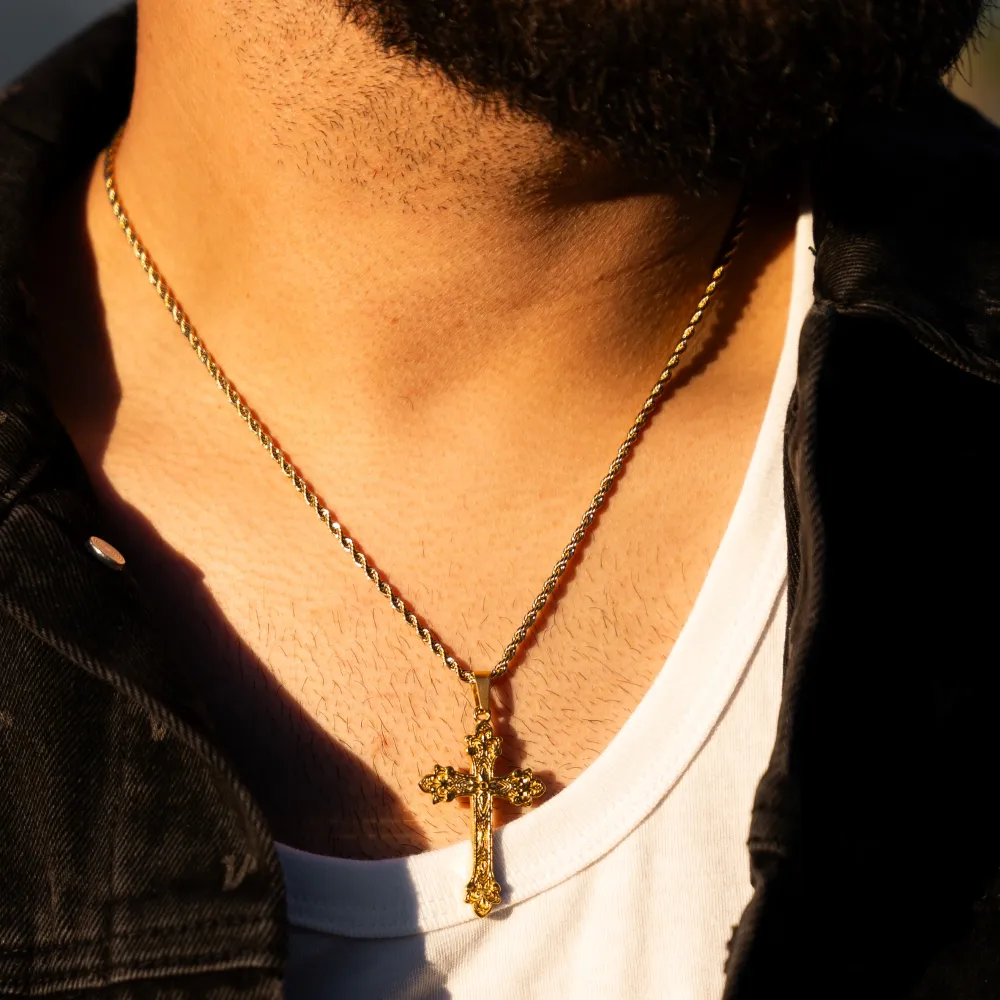 Vintage-Inspired Gold Cross Pendant