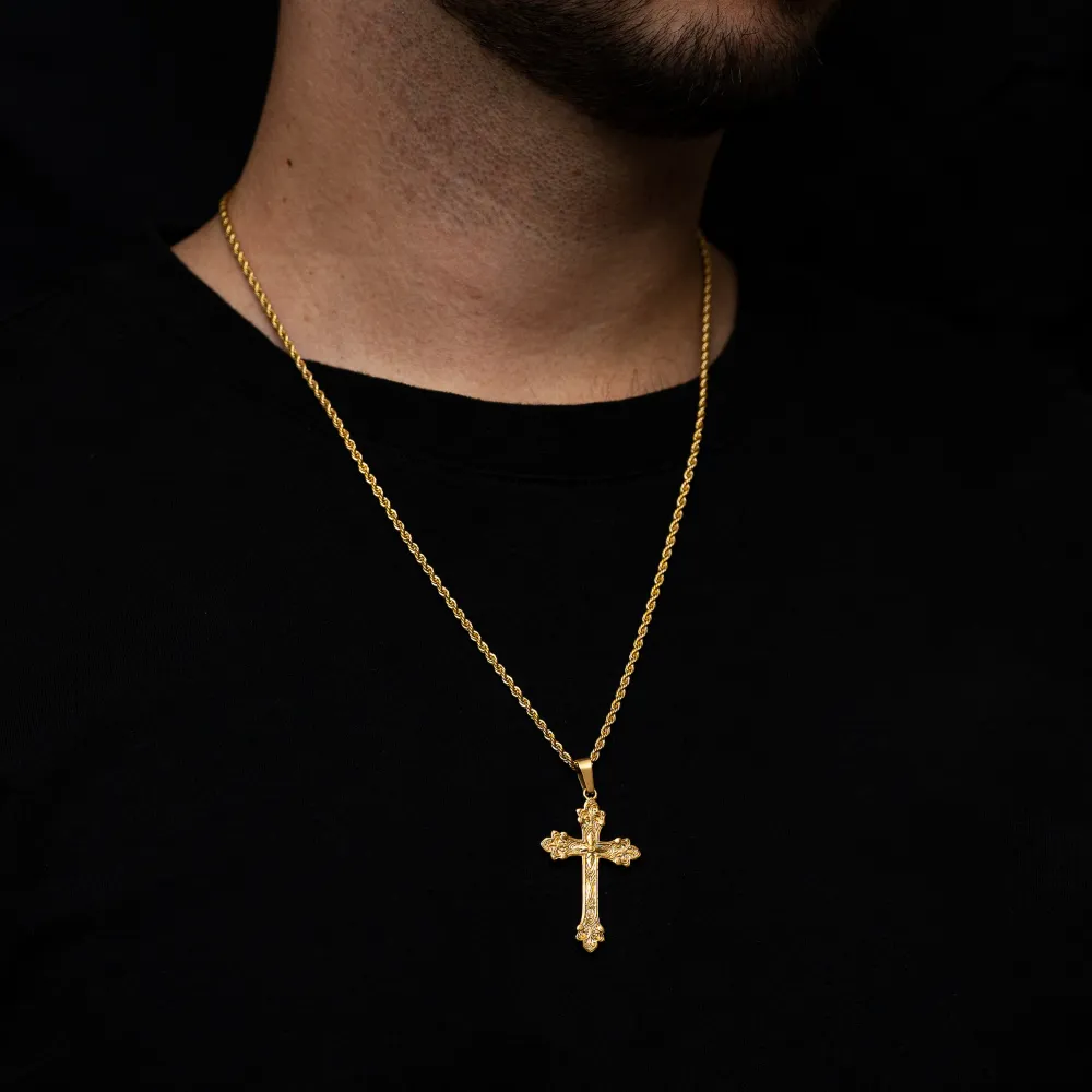 Vintage-Inspired Gold Cross Pendant